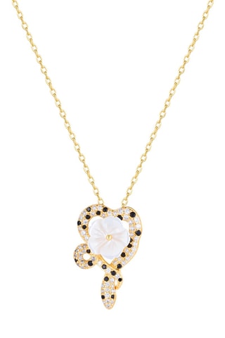 Collier - Argent plaqué or jaune et nacre