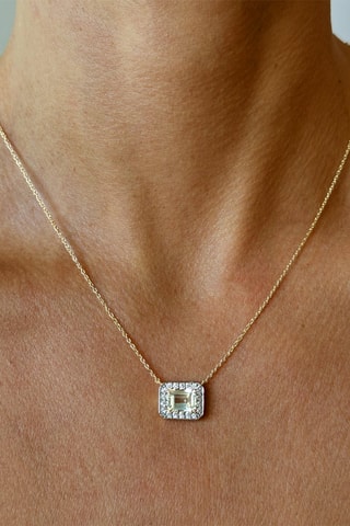 Collier - Argent plaqué or jaune, zircons et améthyste