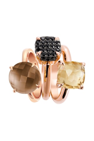 3 bagues - Argent, plaqué or rose et quartz