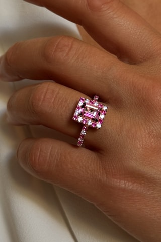 Bague - Argent plaqué or rose, topazes et zircons