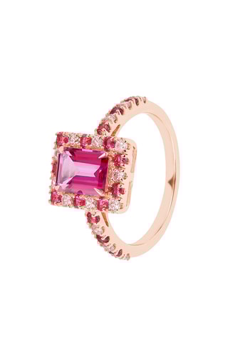 Bague - Argent plaqué or rose, topazes et zircons