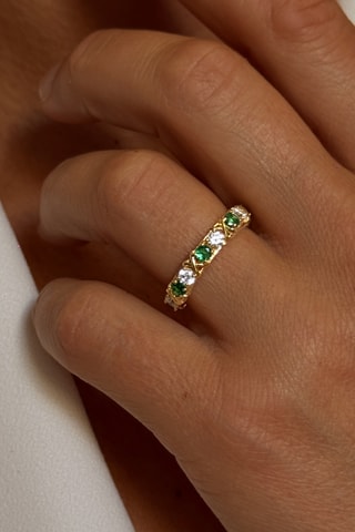 Bague - Argent plaqué or jaune et zircons
