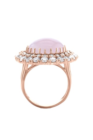 Bague - Argent plaqué or rose et quartz rose