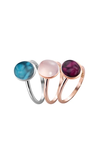3 bagues - Argent, plaqué or rose, tourmalines, quartz et topazes