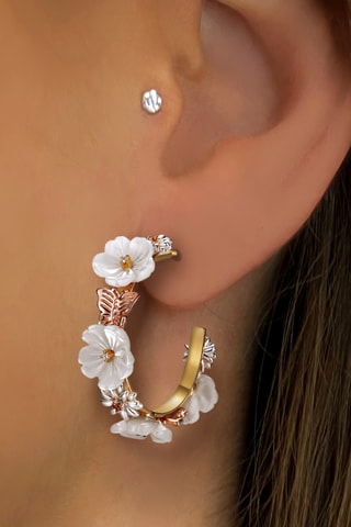 Boucles d'oreilles - Argent, argent plaqué or jaune, argent plaqué or rose et nacre