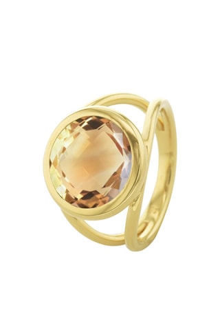 Bague - Argent doré à l'or fin jaune et citrine
