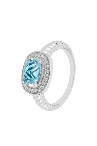 Bague - Argent plaqué or jaune, topaze et zircons