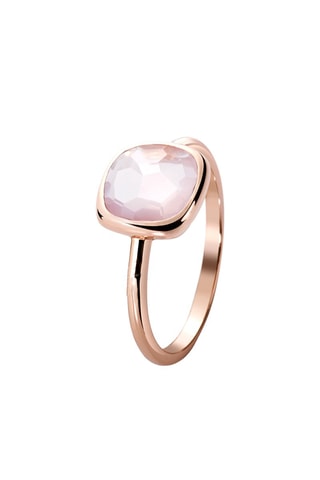 Bague - Argent plaqué or rose et quartz