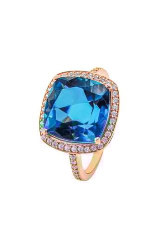 Bague - Argent plaqué or rose et topaze
