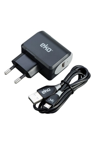 Kit 2 en 1 Eko - Chargeur secteur 1 A + câble 