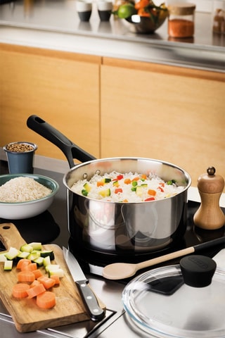 Casserole avec couvercle passoire en acier inoxydable Expert Touch - 16 cm