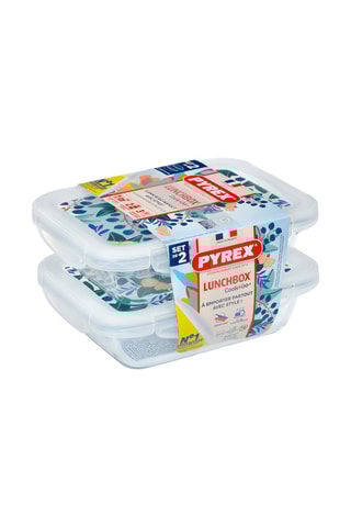 2 lunchbox rectangulaires en verre borosilicate Pyrex® avec couvercle Cook & Go - 0,8 l
