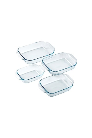 4 plats rectangulaires en verre borosilicate
