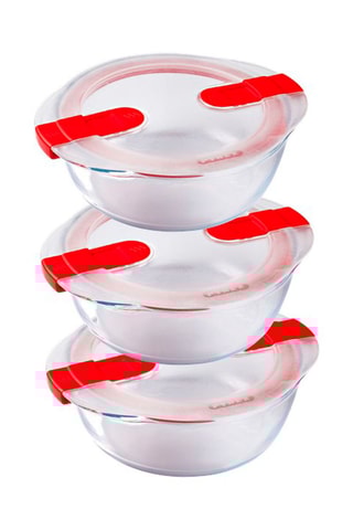 3 plats de conservation ronds en verre borosilicate Cook & Heat - 3 x 1,1 l