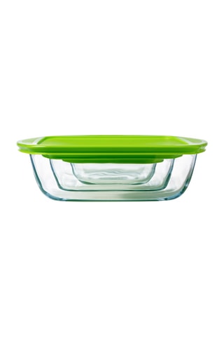 3 plats carrés en verre borosilicate avec couvercle Cook & Store - 14 x 12 / 20 x 17 / 25 x 22 cm