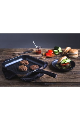 Gril rectangulaire antiadhérent en acier inoxydable Expert Touch - 28 cm