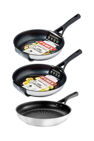 	3 x Poêle en acier inoxydable Expert Touch - 20/24/28 cm