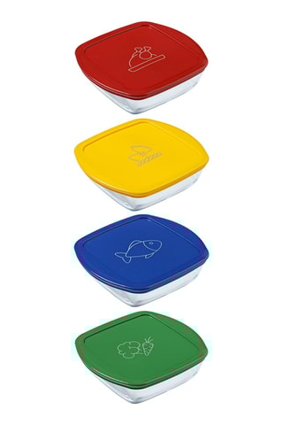 4 x Boîte de conservation en verre borosilicate - 1 l