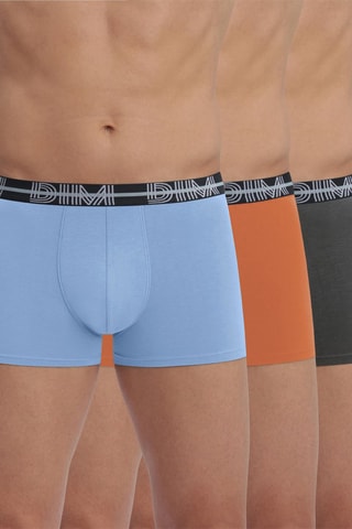 3 boxers Powerful - Bleu et orange - Dim