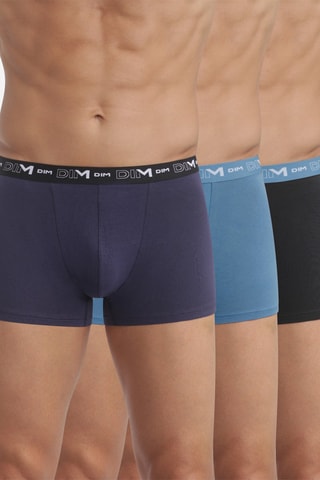 3 boxers Stretch - Noir, bleu et blanc - Dim