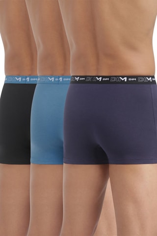 3 boxers Stretch - Noir, bleu et blanc - Dim