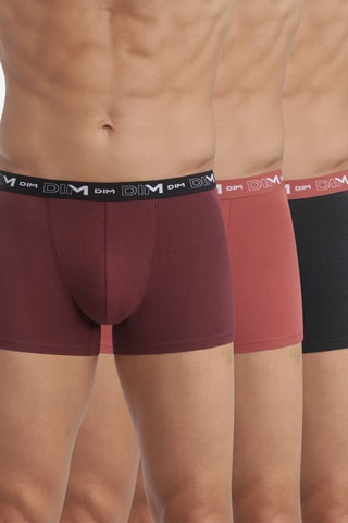 3 boxers Stretch - Marron, orange et noir - Dim