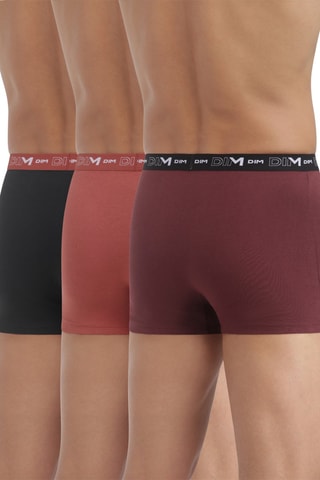 3 boxers Stretch - Marron, orange et noir - Dim