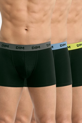 3 boxers en coton biologique Mix and Colors - Noir - Dim