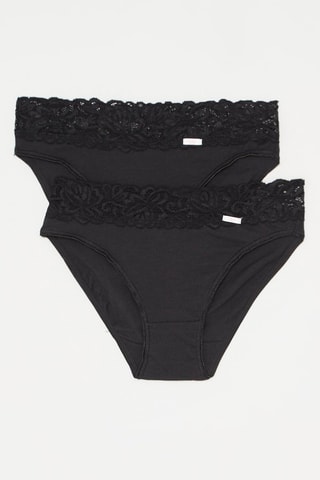 2 Slips Coton Féminine - Zwart - Maxi