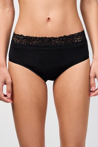 2 Slips Maxi Taille Coton Féminine - Zwart -