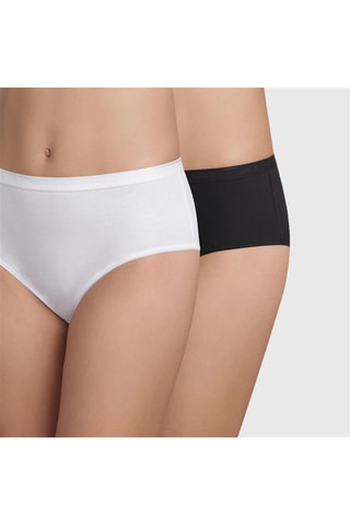 2 Slips Hoge Taille Coton Plus - Zwart en Wit -  