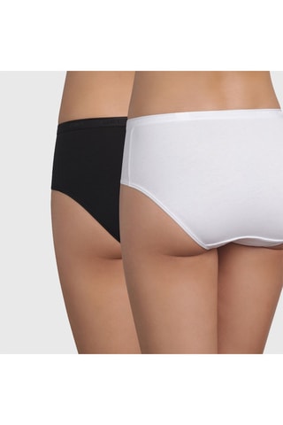 2 Slips Hoge Taille Coton Plus - Zwart en Wit -  