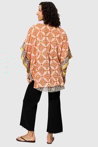 Poncho - Ecru et orange