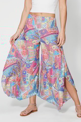Pantalon palazzo - Rose et bleu