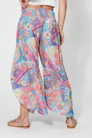 Pantalon palazzo - Rose et bleu