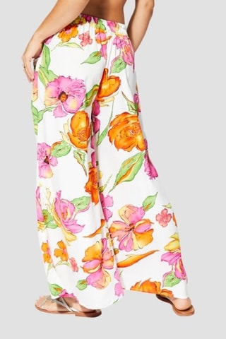 Pantalon palazzo - Blanc et rose