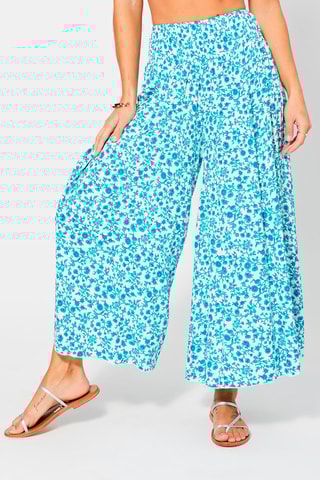 Pantalon palazzo - Blanc et bleu