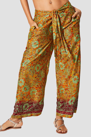 Pantalon palazzo - Ocre et bordeaux