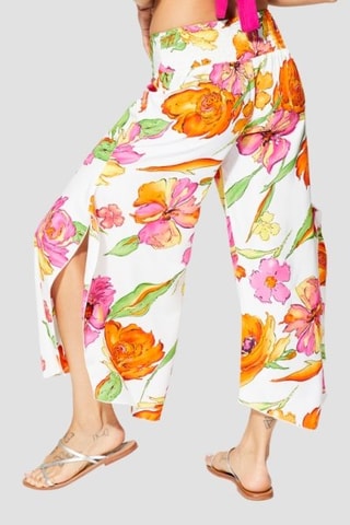 Pantalon palazzo - Blanc et rose