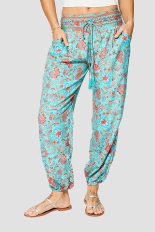 Pantalon droit - Bleu et rose