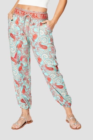 Pantalon droit - Blanc et rouge