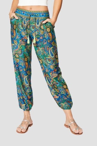 Pantalon droit - Bleu et vert