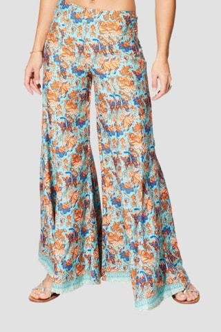 Pantalon palazzo - Bleu et orange
