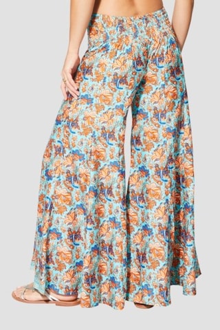 Pantalon palazzo - Bleu et orange
