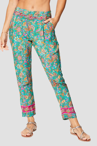 Pantalon droit - Vert et fuchsia
