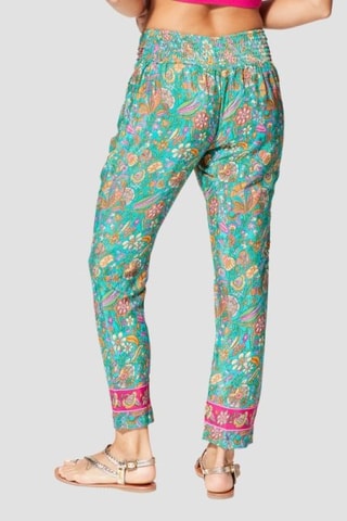 Pantalon droit - Vert et fuchsia