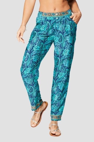 Pantalon droit - Bleu et turquoise
