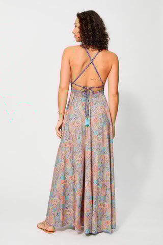 Robe longue - Turquoise et bordeaux