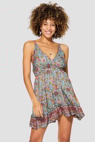 Robe volantée - Bleu et orange