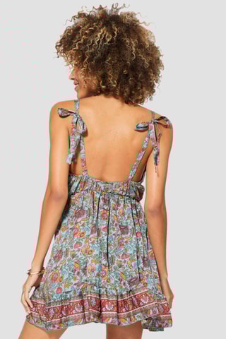 Robe volantée - Bleu et orange